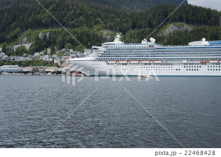 Large cruise ship docked at the port of Ketchikan 22468428