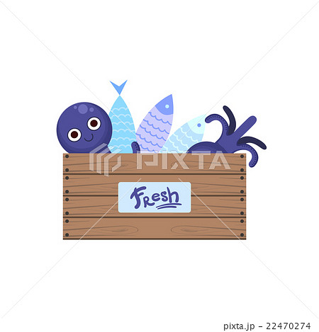 Crate With Fish And Seafood Crate With Fish And Seafood 22470274