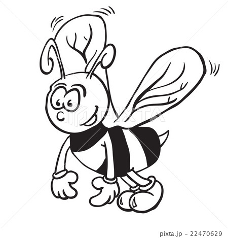 simple black and white bee cartoon 22470629