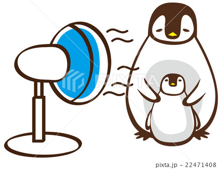 扇風機とペンギンのイラスト素材