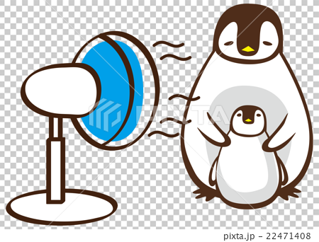 扇風機とペンギンのイラスト素材