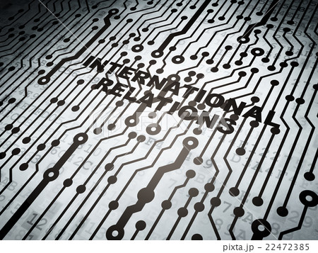 Politics concept: circuit board with International Politics concept: circuit board with International 22472385