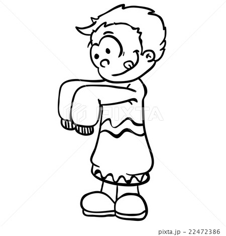 simple black and white little boy in big clothes 22472386