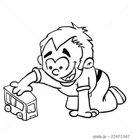 simple black and white little boy playing 22472387