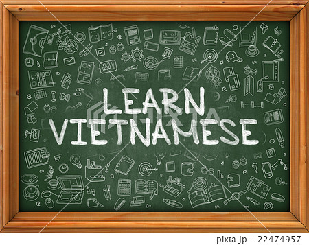 Learn Vietnamese - Hand Drawn on Green Chalkboard. 22474957