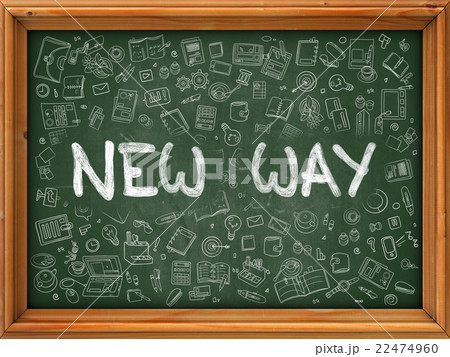 New Way - Hand Drawn on Green Chalkboard. New Way - Hand Drawn on Green Chalkboard. 22474960