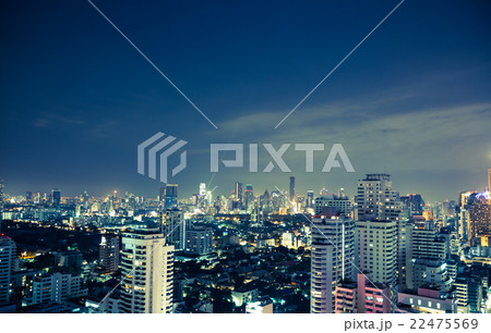 Bangkok skyline at night panorama 22475569