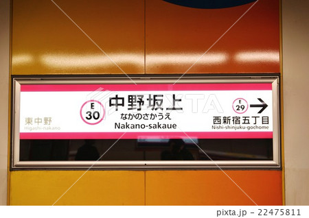東京の公共交通機関・地下鉄大江戸線中野坂上駅駅名標・横位置 22475811