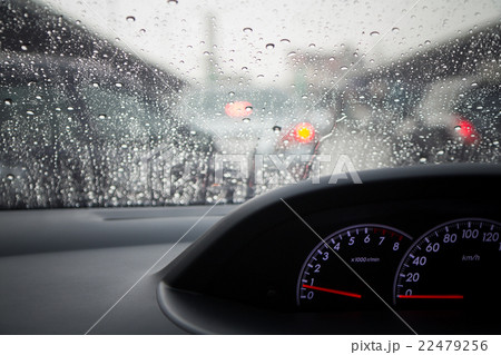 Rain drops on windshield car Rain drops on windshield car 22479256