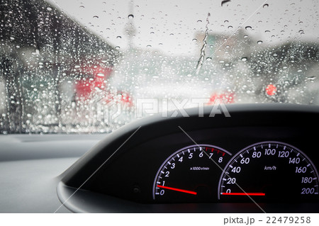 Rain drops on windshield car 22479258