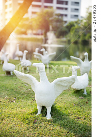 duck sculpture in garden 22479505