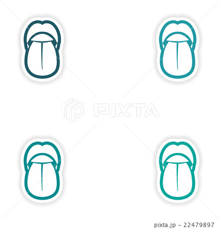 Set of paper stickers on white background mouth 22479897