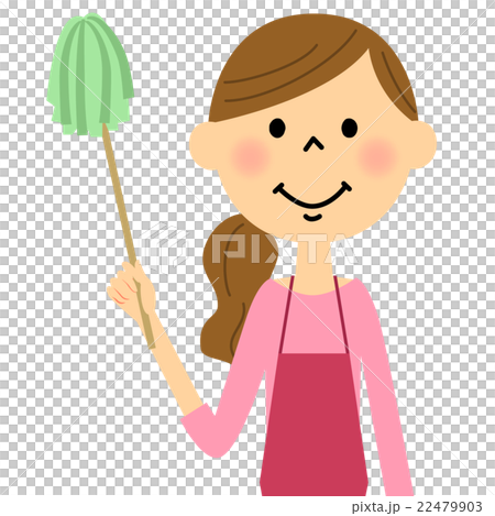 はたきを持つエプロンの女性 22479903