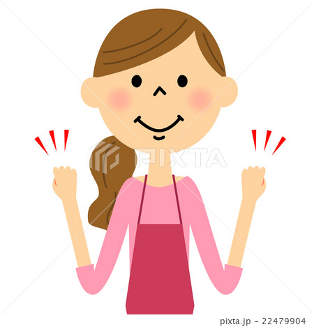 ガッツポーズをするエプロンの女性 22479904