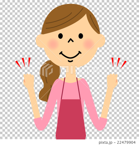 ガッツポーズをするエプロンの女性 22479904