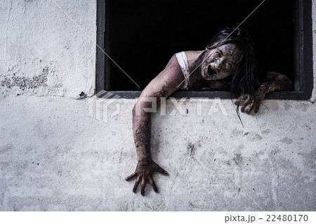 Zombie girl in haunted house 22480170