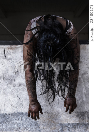 Zombie girl in haunted house 22480175