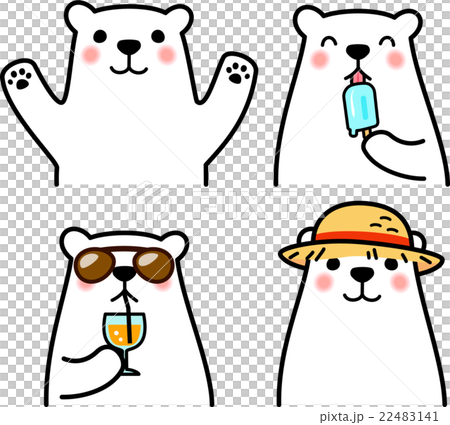 シロクマのキャラクターの夏向けイラストのイラスト素材