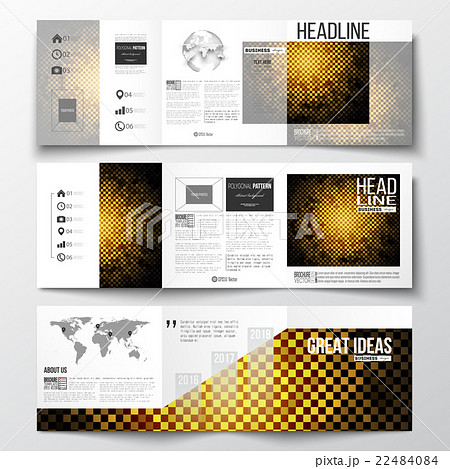 Set of tri-fold brochures, square design templates 22484084