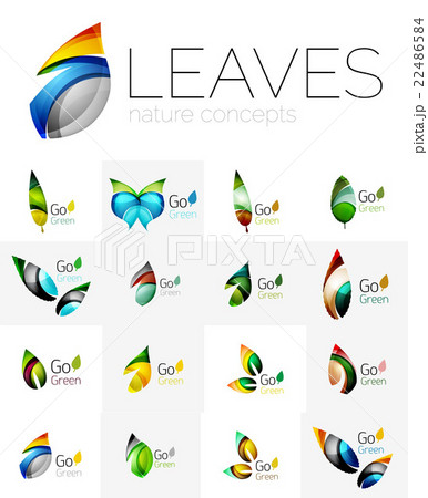 Colorful abstract geometric design leaves, icon 22486584