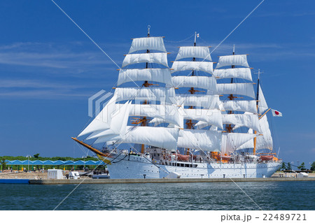 海王丸総帆展帆の写真素材