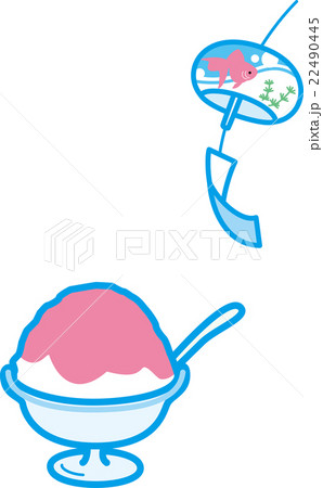 かき氷イチゴ　風鈴キンギョ　夏 22490445