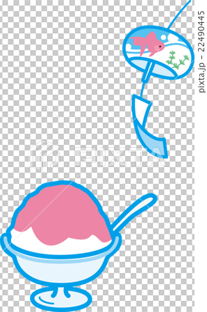 かき氷イチゴ　風鈴キンギョ　夏 22490445