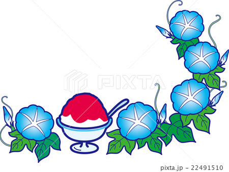 朝顔とかき氷イチゴ　夏のスイーツ 22491510