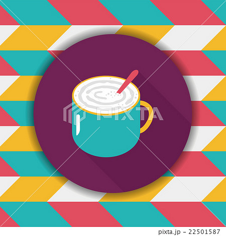 coffee latte art flat icon with long shadow,eps10 coffee latte art flat icon with long shadow,eps10 22501587