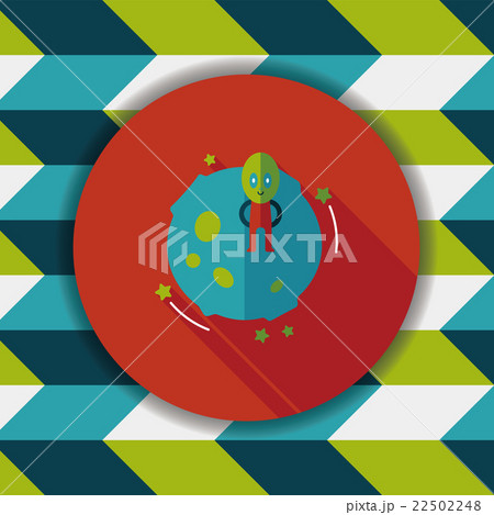 Space planet and alien flat icon with long shadow,eps10 22502248