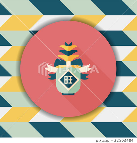Chinese New Year flat icon with long shadow, when you send pinea Chinese New Year flat icon with long shadow, when you send pinea 22503484