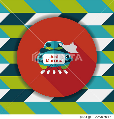 wedding car flat icon with long shadow, eps10 22507047