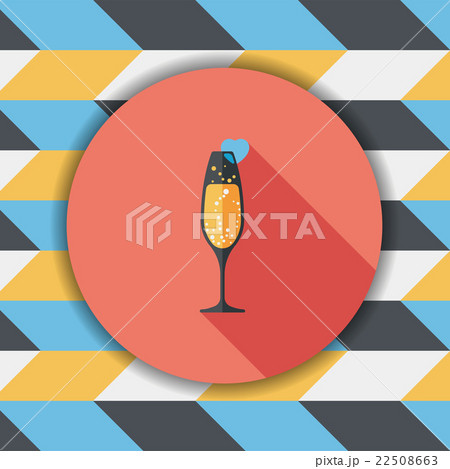 Valentine's day champagne flat icon with long shadow,eps10 22508663
