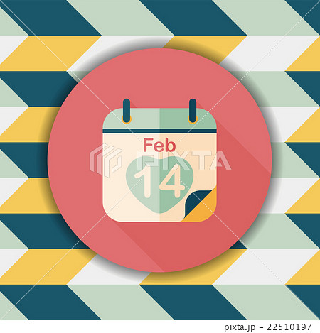 Valentine's Day February fourteen flat icon with long shadow,eps 22510197