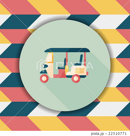 Three wheeled motor rickshaw, flat icon with long shadow Three wheeled motor rickshaw, flat icon with long shadow 22510771
