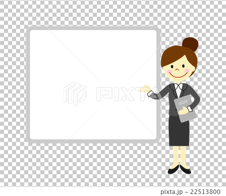 説明するスーツ姿の女性　モニター 22513800