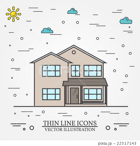 Vector thin line icon  suburban american house. 22517143
