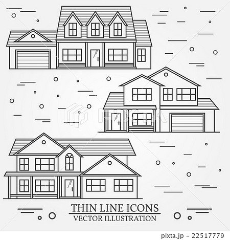 Set of vector thin line icon  suburban  22517779