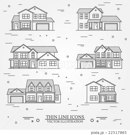 Set of vector thin line icon  suburban  22517865