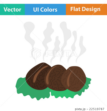 Flat design icon of Smoking cutlet on plate Flat design icon of Smoking cutlet on plate 22519787