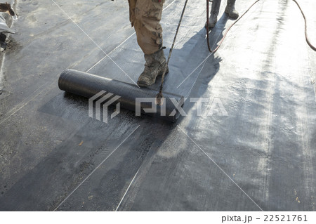 Installation of roll roofing waterproofing  22521761