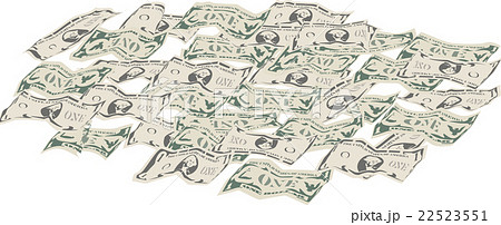 くたびれたドル紙幣 イラストのイラスト素材