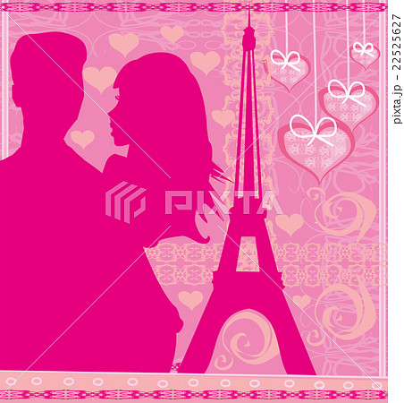Romantic couple in Paris - abstract card 22525627