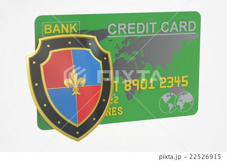 Credit card with security shield, 3D rendering Credit card with security shield, 3D rendering 22526915