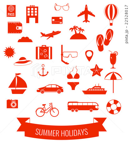 Summer flat icons set.  Summer holiday. Vector 22528017