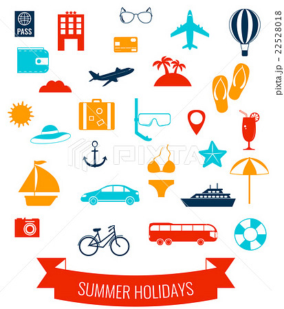 Summer flat icons set.  Summer holiday. Vector 22528018