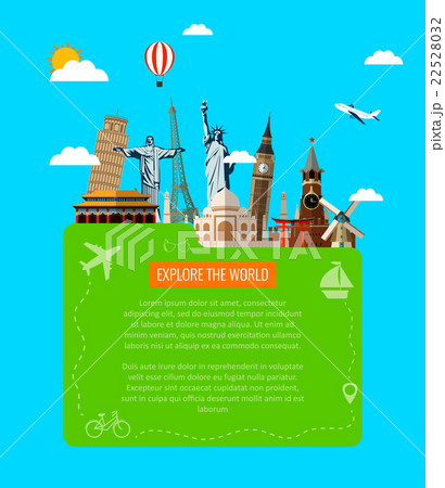 Travel composition with world landmarks icons.  22528032