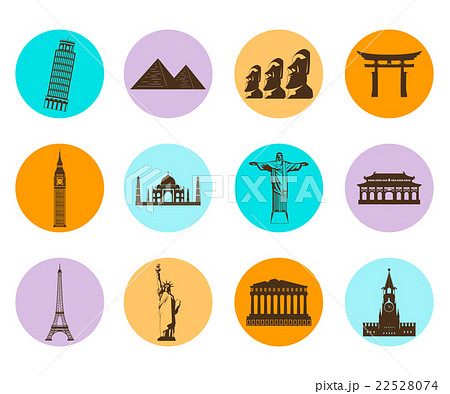 World landmarks flat icons set. Vector World landmarks flat icons set. Vector 22528074