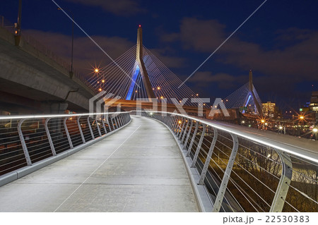Suspension bridge at dusk 22530383