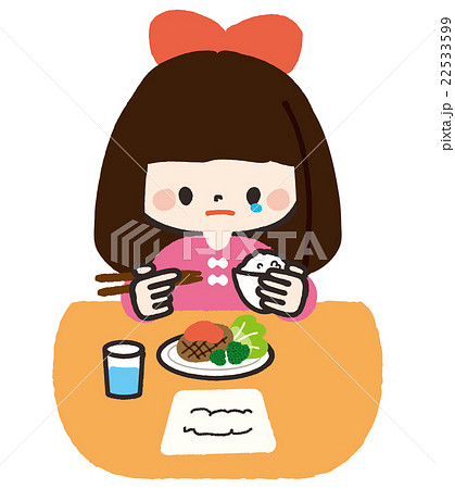 一人で食事する女の子 手作りごはん のイラスト素材